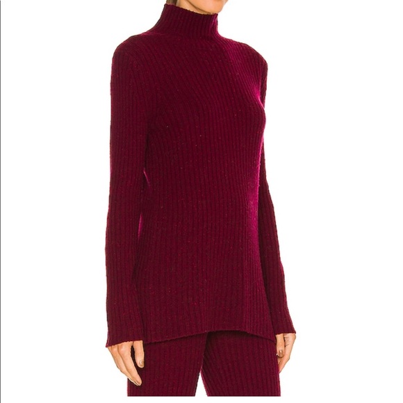 SOMETHING NAVY TURTLENECK SWEATER & RIBBED FLARE PANTS IN BURGUNDY SET, SIZE S - Picture 2 of 7